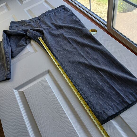 George Grey Stripe Slacks size 16 Ladies Average pockets hemmed short repaired - Picture 11 of 14